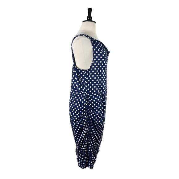 Star Vixen Dress Drape Neck Ruched Bodycon Blue White Polka Dot Women’s Plus 2X - Picture 4 of 12